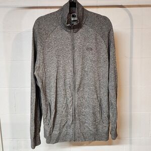 The North Face Mens XL TG Grey Speckled Knit Zip Up Jacket Full Zip Pockets Wool